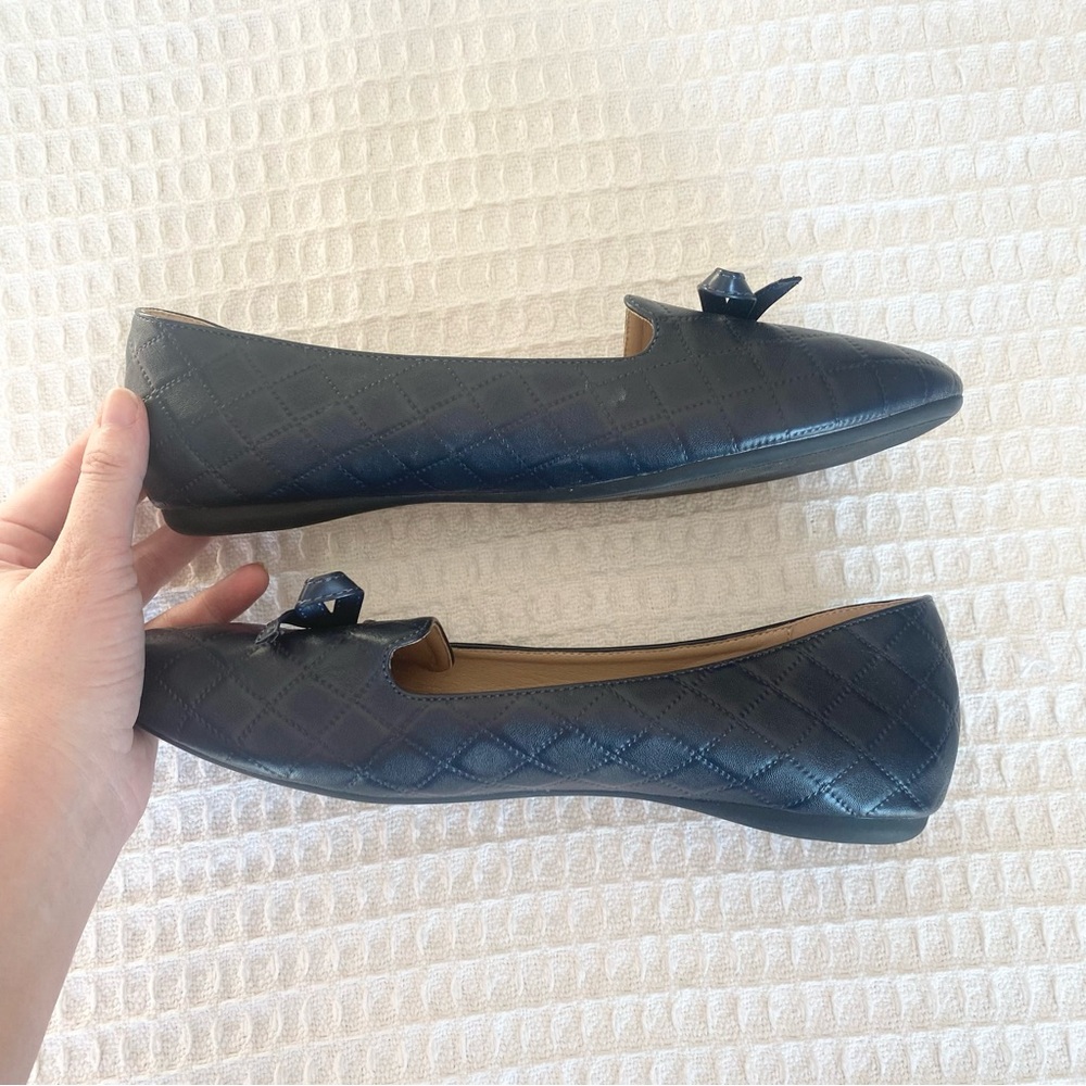 VenusCelia dark blue bow loafer flats size 10 - Picture 8 of 9